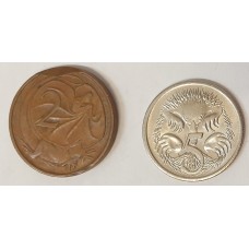 AUSTRALIA 1966 . TWO 2 CENTS COIN and 2001 . FIVE 5 CENTS COIN . ERROR